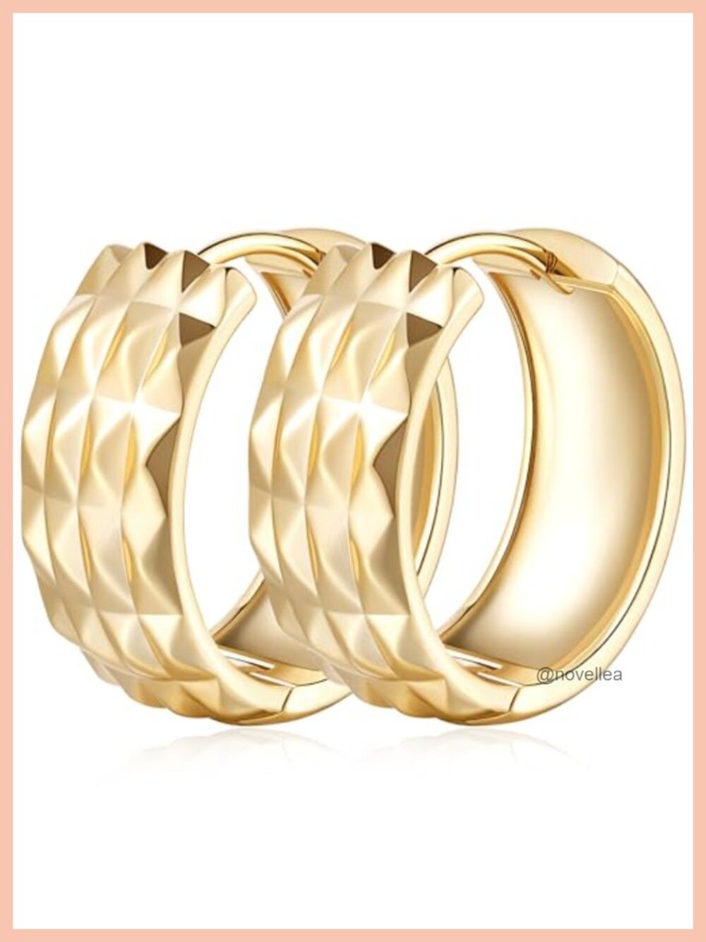 14K Gold Plated Chunky Hoop Earrings Hypoallergenic Mesh Design